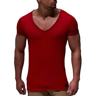 $17.99 • Buy New Arrival Deep V Neck Short Sleeve Men T Shirt Slim Fit T-shirt Men Thin Top