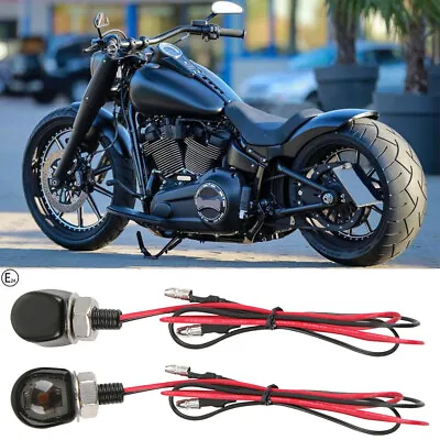 Mini LED Motorcycle Turn Signals Amber Light For Harley Sportster Softail Fatboy • $15.09