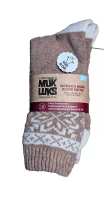 MUK LUKS Multi-Color Women's Wool Blend Socks 2 Pair Pack • $12.99