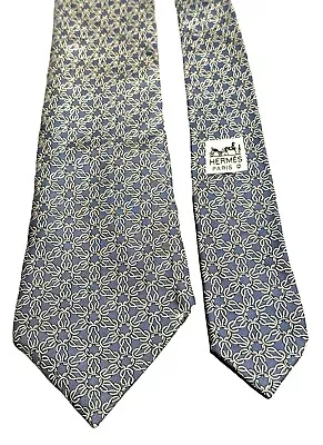 Hermes 100% Silk Tie Geometric Made In France • $65
