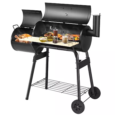 Charcoal BBQ Grill With Wheels And Shelves For Camping Picnic Party • £120.74