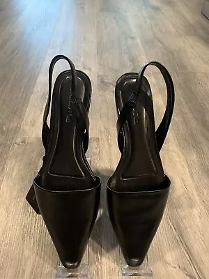 NWT Massimo Dutti Women’s US 8 Black Pointed Toe Flat Classy Sandal Straps NEW • $50