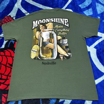 Moonshine Makes Everything Better Nashville Green T-Shirt Size Large • $19.01