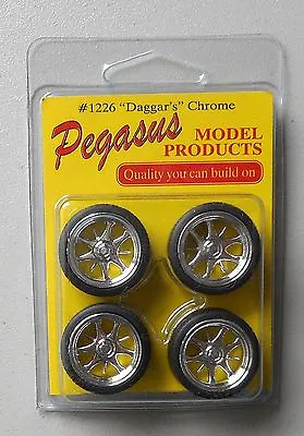 CHROME DAGGARS RIMS W TIRES PEGASUS 1:24 1:25 CAR MODEL ACCESSORY 1226 • $8.99