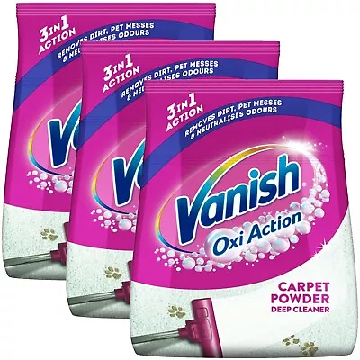 3 X Vanish Oxi Action Carpet & Rug Cleaner Moist Powder 5x Benefits 650G • £32.99