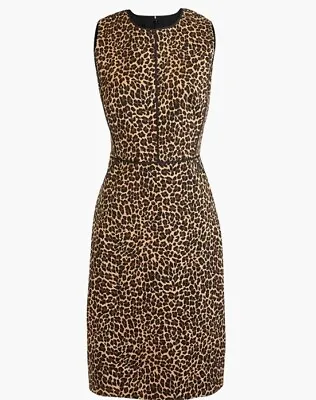 J Crew Leopard Sleeveless Dress Sheath Size 6 Style J5876 Bi Stretch Jackie O • $39.99