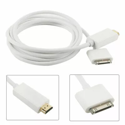 IPhone 4 4s And IPad 1 2 3 30Pin 6FT Dock Connector To HDMI TV Adapter Cable • £8.99