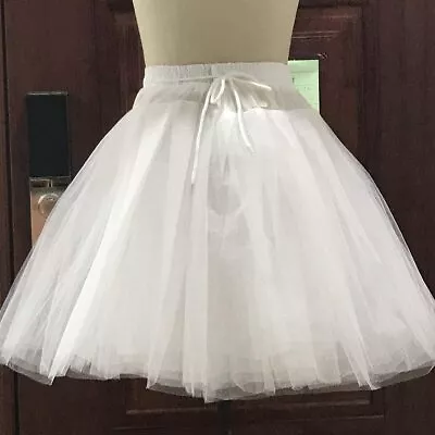 White Bridal Petticoat Hoop Skirt Crinoline Half Slip Wedding Lace Edge  Dress • $11.19