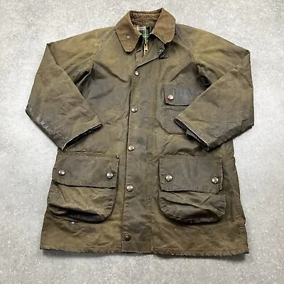 Vintage 1980s Solway Zipper Jacket Barbour Waxed Mens Size C34 • $74.60