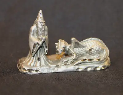 Masterworks Fine Pewter Miniatures.  Wizard With His Dragon.  N.o.s. • $5.95