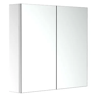 HOMCOM Bathroom Cabinet Double Door Wall Mounted Mirror Stainless Steel • £89.99