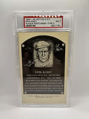 Eppa Rixey 1956-63 Artvue Type 2 Hall Of Fame Plaque Post Card PSA NM 7 • $199.99