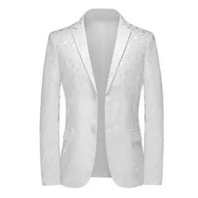 Men's Fashion Casual Embossed Blazer Korean Slim Youth Plus Size White Coat S • $74.79