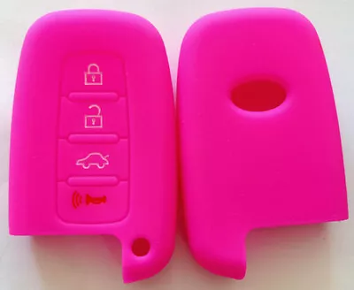 PINK SILICONE 4 BUTTON CAR SMART KEY COVER For HYUNDAI IX35 SANTA FE 2013 • $8.99