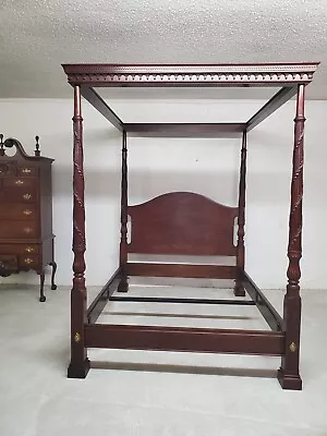 Henkel Harris Queen Vine Bed With Tester Mahogany Excellent • $6995