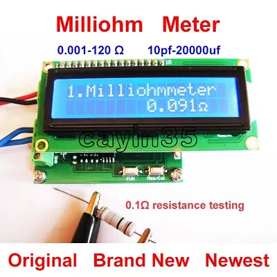 High Precision Milliohm Meter 0 To 120Ohm Low Resistance Capacitance Tester • £27.58