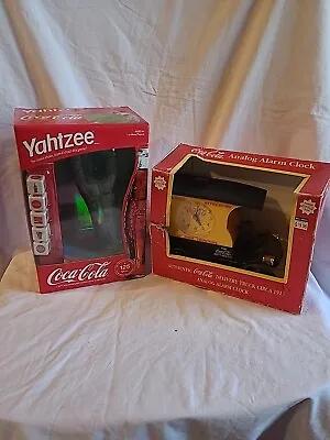 Coca Cola Yahtzee Dice Game Glass And Analog Alarm Clock Delivery Truck Bundle • $44.52