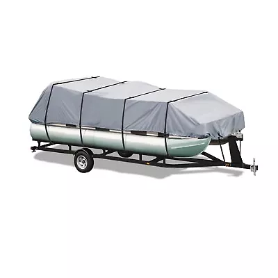 $209.95 • Buy Heavy Duty Trailerable Pontoon Boat Canvas Cover Grey Fits 25' 26' 27' 28' L