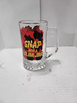 Vintage Snap Into A Slim Jim Macho Man Randy Savage WWF Heavy Glass Mug • $15.29
