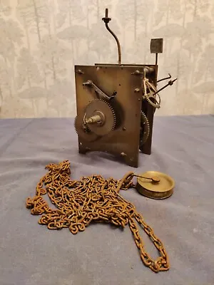 Antique Longcase Clock Movement 13x22.1x15.5cm Untested Brass • £69.99
