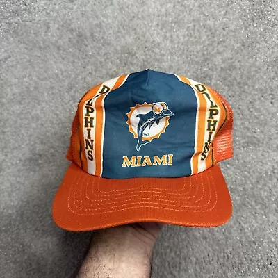 Vintage 70s Miami Dolphins Lucky Stripes Snapback Mesh Trucker Hat Cap • $20