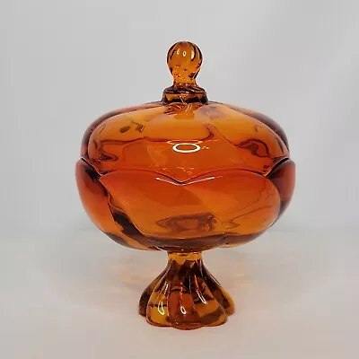 Vintage Viking Glass Persimmon Orange Epic Twist Covered Candy Dish Flaw • $129.99