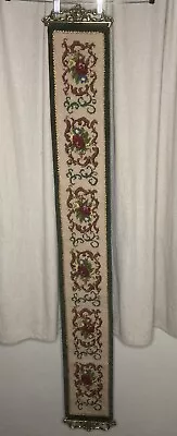 Bell Pull Needlework Tapestry 60 Inch Handmade Brass Hardware Boho Vintage • $40