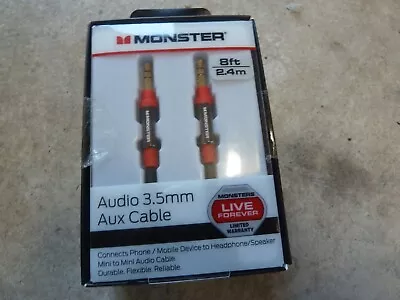 Monster 8-FT Audio Aux Cable 3.5mm Gold Contacts HD Audio Phone Tablet 2.4M • $7