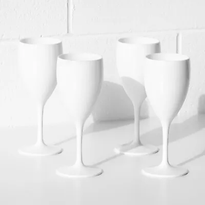 $37.51 • Buy Set Of 6 Glossy 350ml White Polycarbonate Plastic Wine Glasses Wedding Bar Party