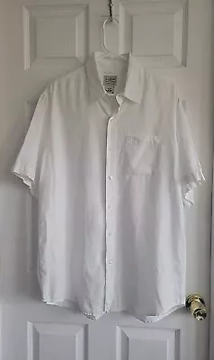 L.L. Bean Shirt Mens  Large White Linen Button Front Slightly Fitted Beach • $26.99