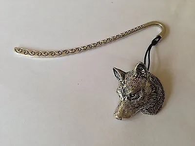 A66 Wolf Head  Pattern Bookmark With Cord 3D English Pewter Charm • £6.95