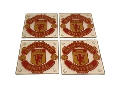 4 Manchester United Square Glass Coasters • £9.99