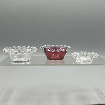 Vintage 1940’s Imperial Glass Candlewick Salt Cellars Lot Of 3 Flashed HJ 2641 • $16.16