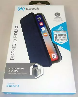 $30.65 • Buy Speck Presidio Folio Case + Privacy Screen & Card Slot For IPhone X & XS - Blue