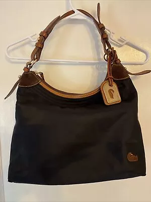 DOONEY BOURKE HOBO  ERICA  NYLON/LEATHER Black Color Pink Inside • $28.75