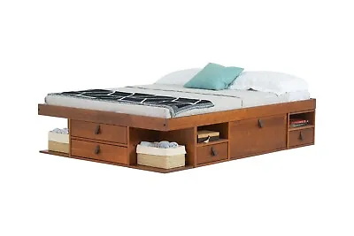Memomad Bali Bed - Full Size Storage Platform Bed Frame With Drawers (Caramel) • $839