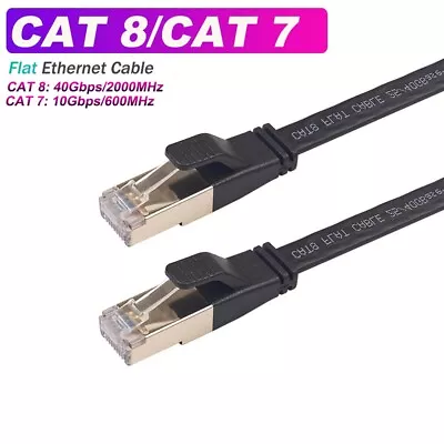 0.5M~20M CAT8 CAT7 RJ45 Flat Network Cable Shielded Grounding LAN Ethernet • $8.95