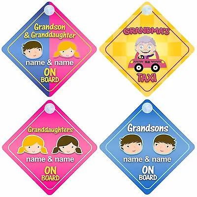 Baby On Board / Car Signs For Grandparents - Choice Of Grandchildren Designs • £5.49