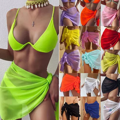 £2.50 • Buy Women's Sarong Dress Swimwear Bikini Beach Wear Cover Up Swimsuit Wrap Skirt UK