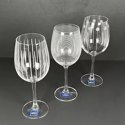 Mikasa Cheers Wine Glasses Original Label France Slovakia NOS Set Of 3 • $30