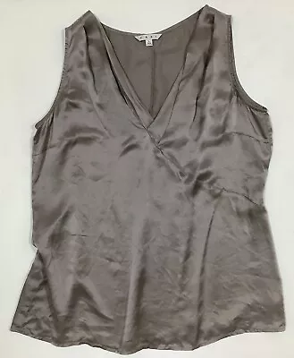 Women's Cabi Gray Sz Large 100% Silk SatinSleeveless Blouse Size Large Popover • $12