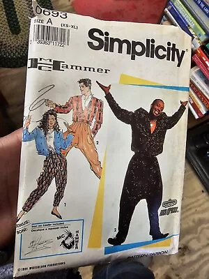 Simplicity 7455 Misses Mens M C Hammer Sz XS-XL UNCUT Vintage Sewing PATTERN • $25