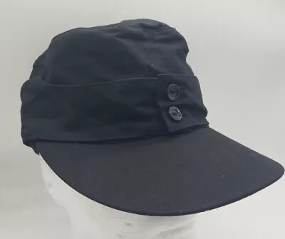 WWII GERMAN M43 Cap Hat Moleskin Cotton Black Sturm Reproduction Repro 56 • $15.99