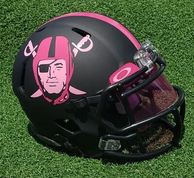 Las Vegas Raiders Pink Logo Breast Cancer Black Football Mini Helmet +visor • $51