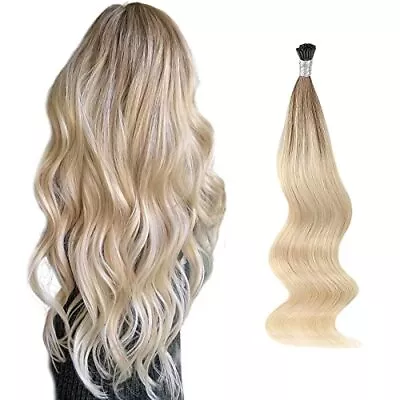  I Tip Hair Extensions Human Remy Hair I Tip Ombre Ash 24 Inch (I-Tip)#B8-60 • $132.01