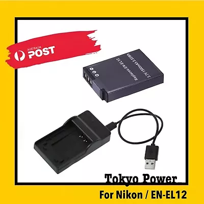 EN-EL12 Battery + USB Led1 Charger For Nikon S9700 S9500 S9400 S9300 S9100 S8200 • $32.60