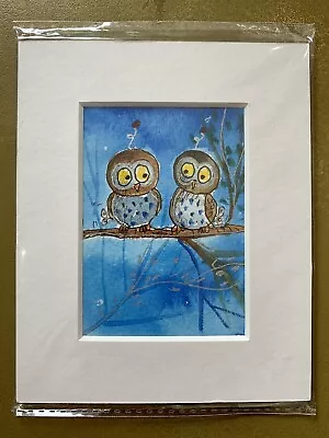 ACEO - “Clockwork Owls” Unknown Artist - Original Painting Comes Mounted • £5.99