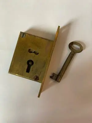 1x Vintage Brass / Metal Cabinet Cupboard Drawer 2 Lever Lock & Key #IM1461 • £11