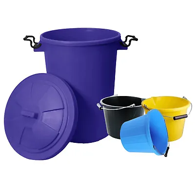 £20.99 • Buy [Set Of 4] 50L Purple Dustbin + 14L Bucket(3 Gallon) Kitchen Garden Feed Storage