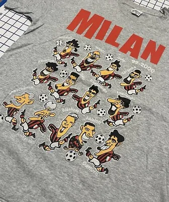 Vintage 1999-2000 AC Milan Team Caricature Shirt Size XL Maldini Weah Guly • $85